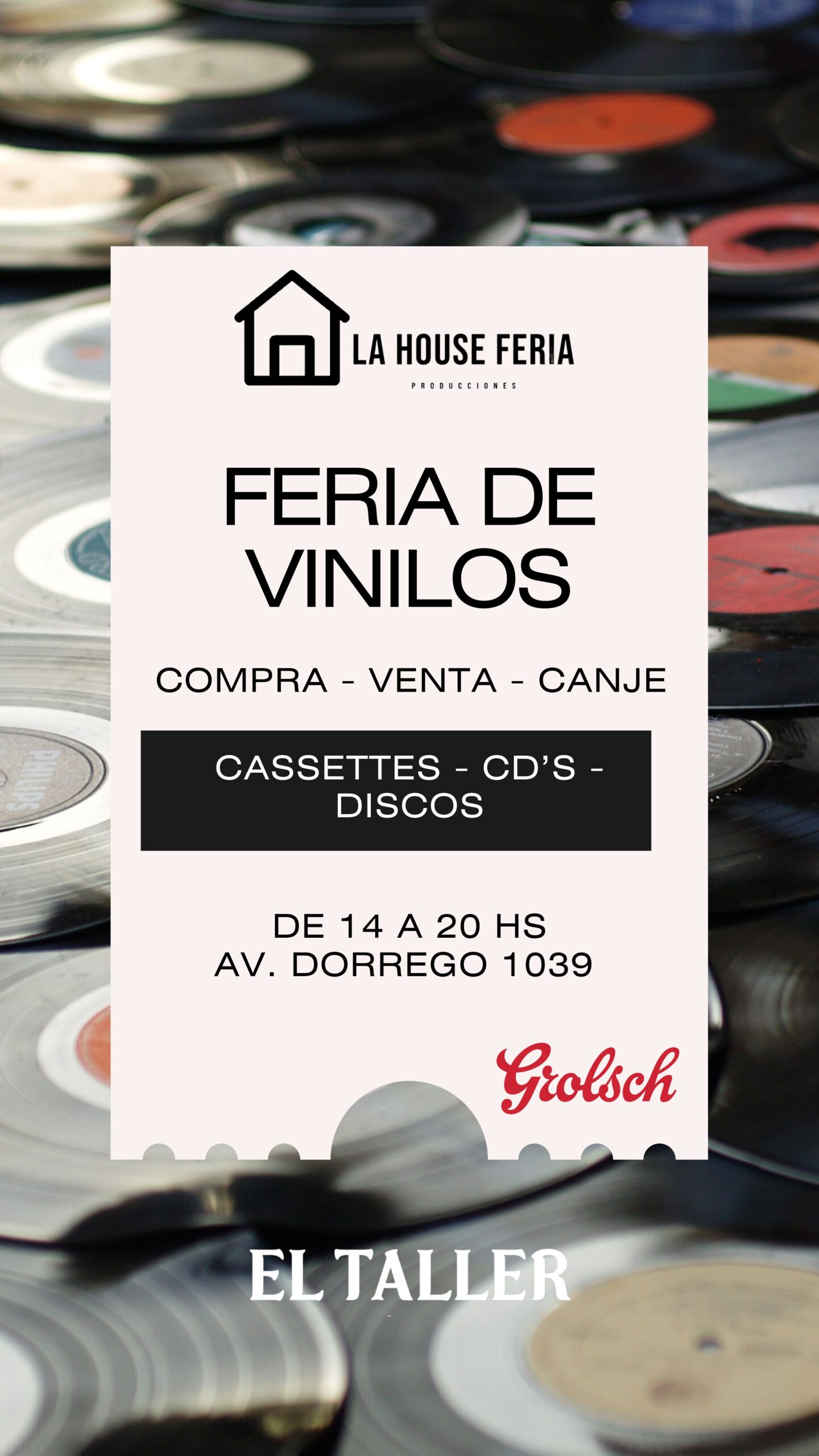 8/2 – 💿Feria de Vinilos en El Taller, junto a La House Feria 📼